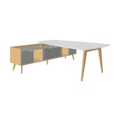 Конференц-стол с опорной тумбой Rem-210.1+Rem-35 серый